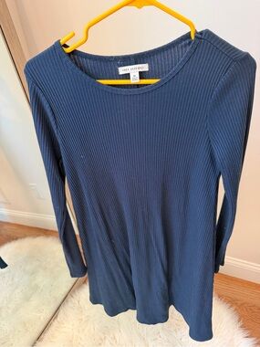 Free Assembly Navy Ribbed Mini Dress - Long Sleeve